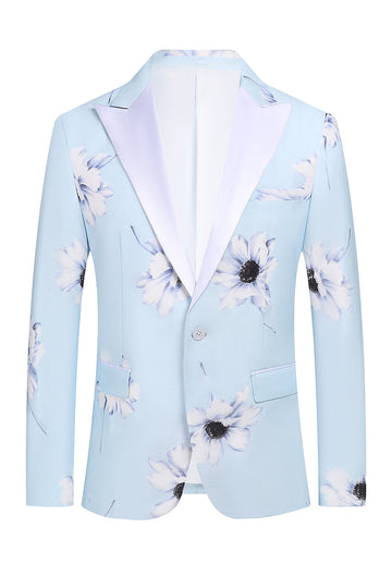 Lyseblå Peak Lapel 2 Piece Floral Menns Prom Suits
